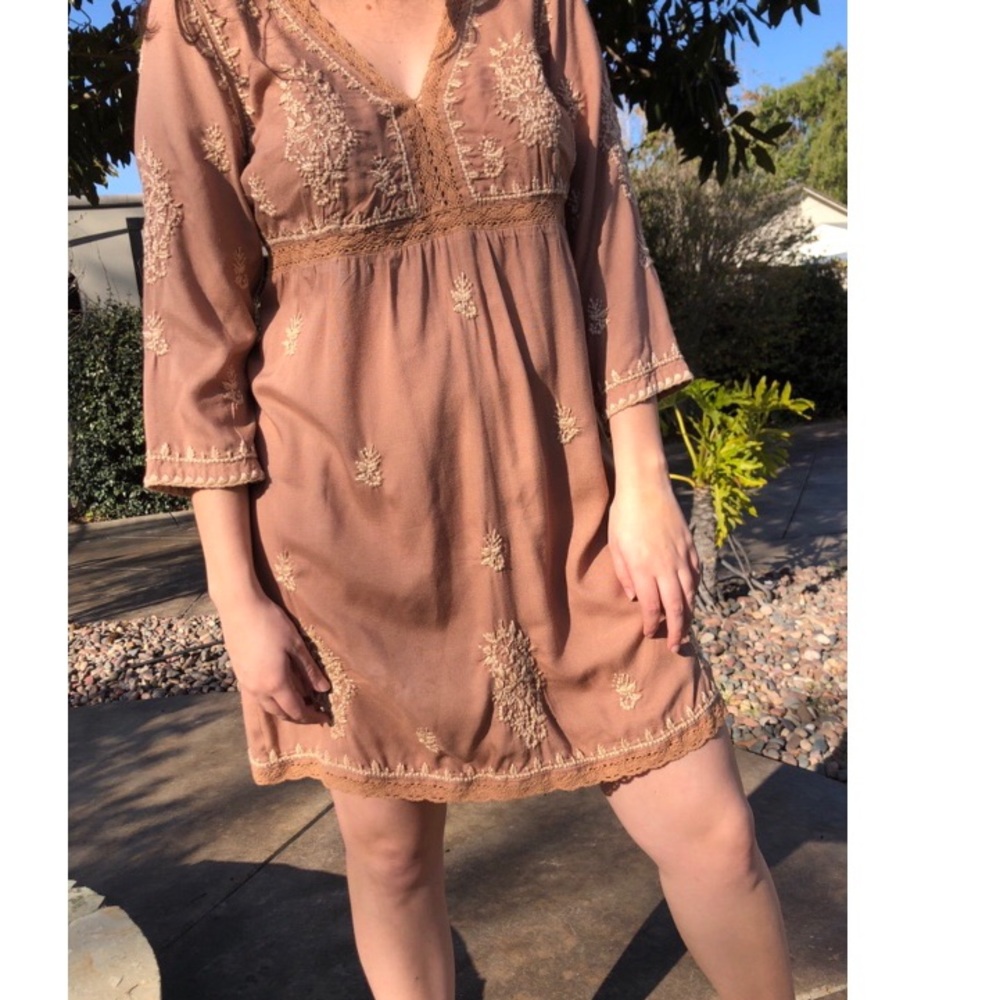 Zara Bohemian Embroidered Stitch Dress